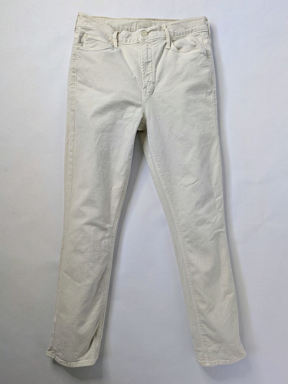 MOTHER Dazzler Ankle Jeans 28 Off White So Far Gone Slim Straight Clean Hem